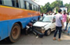 Puttur: Multiple vehicle collision; riders escape unharmed